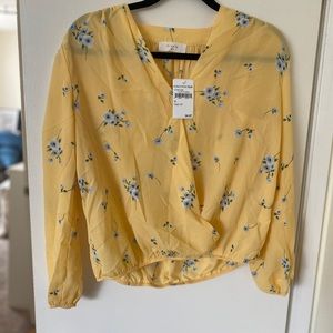 Yellow floral blouse